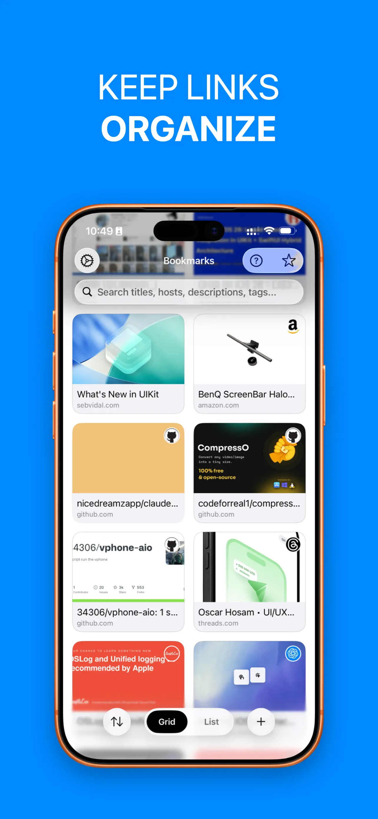 Bookmark App: SaveLinks iPhone screenshot 2